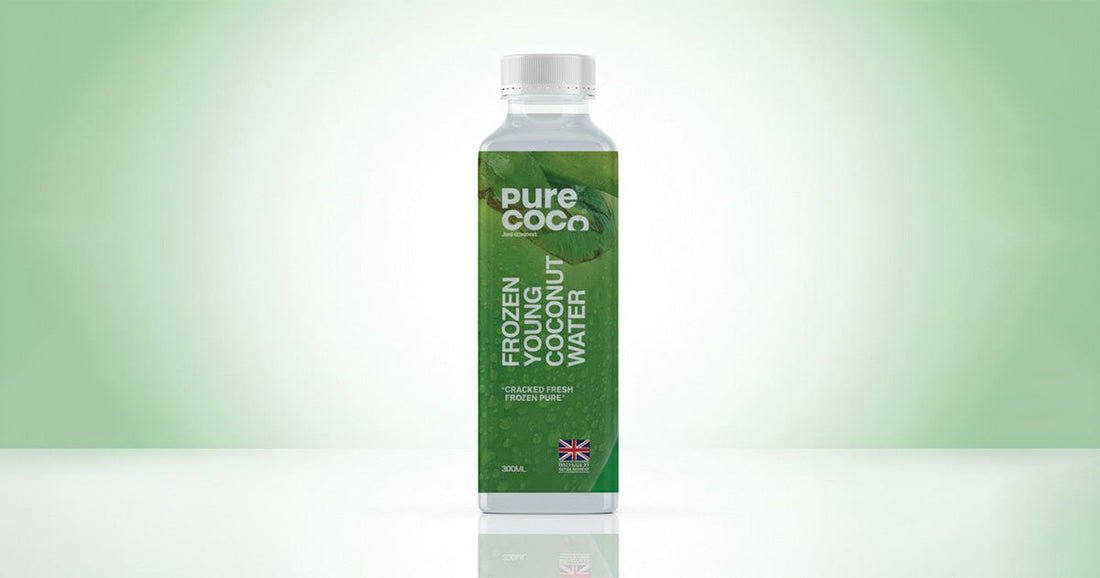 Pure Coco frozen young coconut water bottle 300ml – natural hydration drink in the UK
