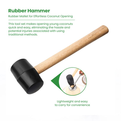 Lightweight rubber mallet for safe young coconut opening and cracking