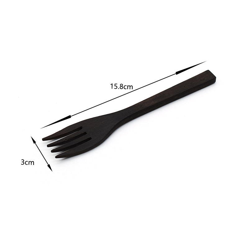 Dark wooden fork for coconut bowl with 15.8cm length and 3cm width measurement