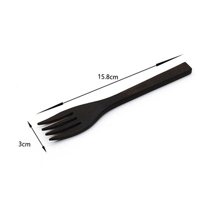 Dark wooden fork for coconut bowl with 15.8cm length and 3cm width measurement